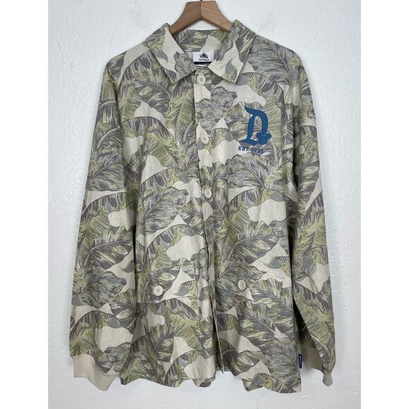 Disney Resort Spirit Jersey Linen Blend Tropical Leaves Print NWT Men's Size XL - Picture 1 of 5